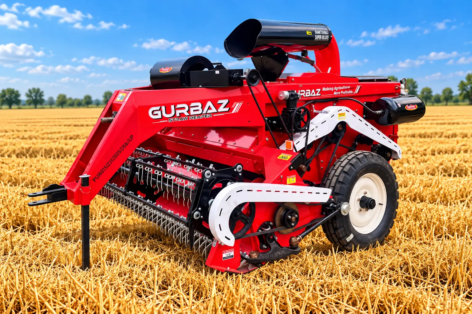 Straw Reaper With Blower Fan and Turbo